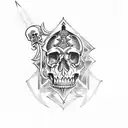 Ace of Spades with skull and dagger tattoo design idea