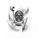 Ace of Spades card with skull and dagger tattoo design idea