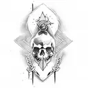 Ace of spade card with skull dagger black ops above it. tattoo design idea