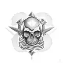 Ace of spade card with skull dagger black ops above it. tattoo design idea