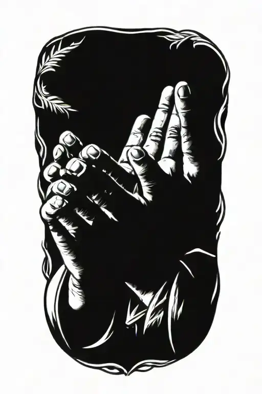 praying hands catholic tattoo design idea