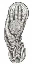 praying hand  catholic tattoo design idea