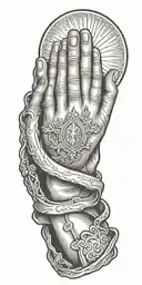 praying hand  catholic tattoo design idea