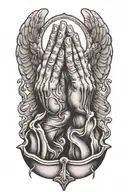 praying hands catholic tattoo design idea