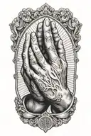praying hands catholic tattoo design idea