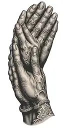 praying hands catholic tattoo design idea