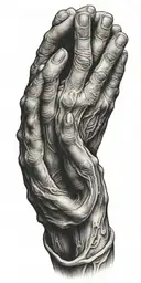 praying hands catholic tattoo design idea