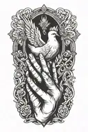 praying hands, dove tattoo design idea