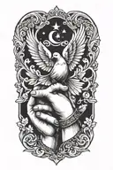 praying hands, dove tattoo design idea