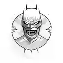 batman who laughs as the tarot card hangman tattoo design idea