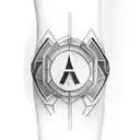 armband tattoo with computer hacker symbol tattoo design idea