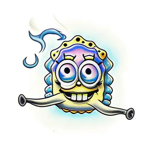 spongebob smoking tattoo design idea