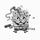 spongebob smoking tattoo design idea