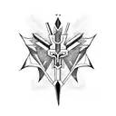  long sword with black wings tattoo design idea