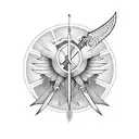  long sword with black wings tattoo design idea