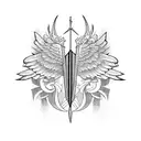  long sword with black wings tattoo design idea