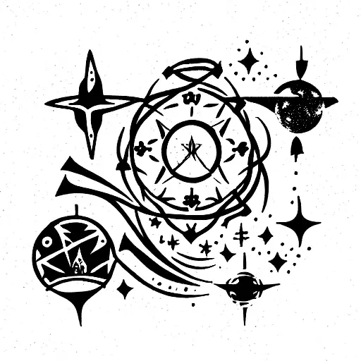 Ukrainian space religion tattoo design idea