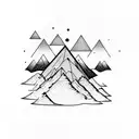 mountain with snowboarder tattoo design idea