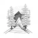 mountain with snowboarder tattoo design idea