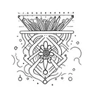 a banjo as the neck goes up it turns into wild flowers, thin line tattoo design idea