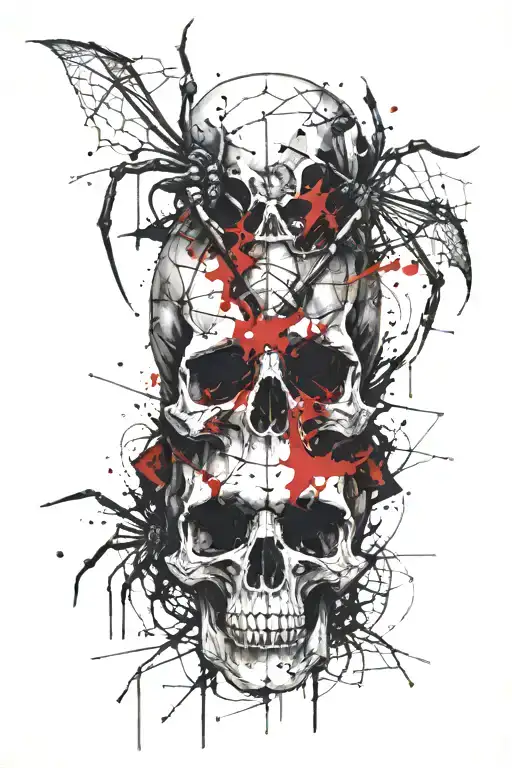 skull and spider tattoo design idea