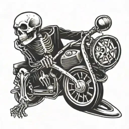 skeleton driving a car tattoo design idea