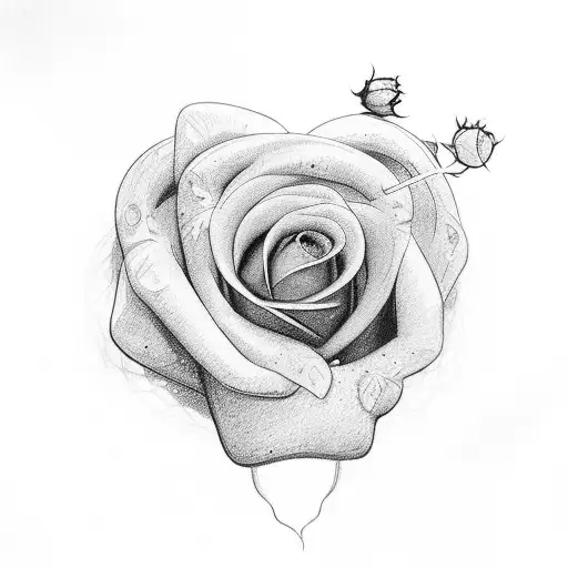 1 heart broken into two peices. each individual peice with a rose growing out of it  tattoo design idea