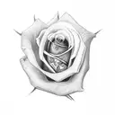 1 heart broken into two peices each individual peice with a rose growing out of it  tattoo design idea