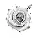 1 heart broken into two peices each individual peice with a rose growing out of it  tattoo design idea