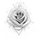 1 heart broken into two peices. each individual peice with a rose growing out of it  tattoo design idea
