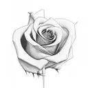 1 heart broken into two peices. each individual peice with a rose growing out of it  tattoo design idea