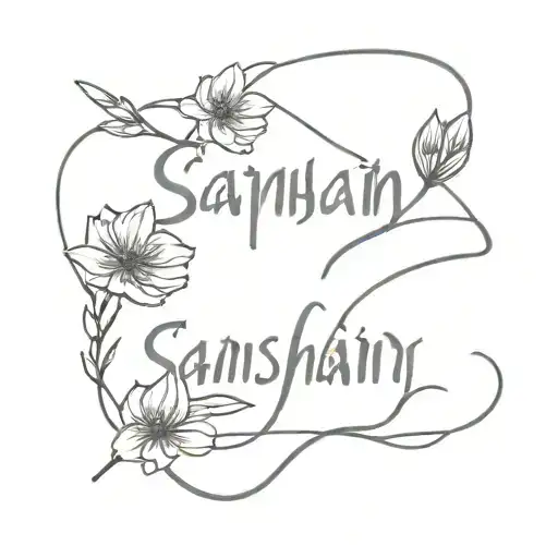 Pair tattoo for friends. Black and white in the style of Opium with the inscription: "Sanshain community" tattoo design idea
