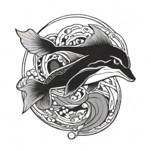 swimming in circles tattoo design idea