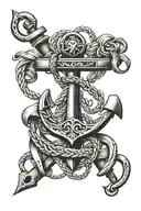 anchor intertwined with scroll wrapped tattoo design idea