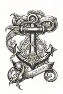 anchor intertwined with scroll wrapped tattoo design idea