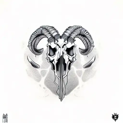 Skull goat tattoo design idea