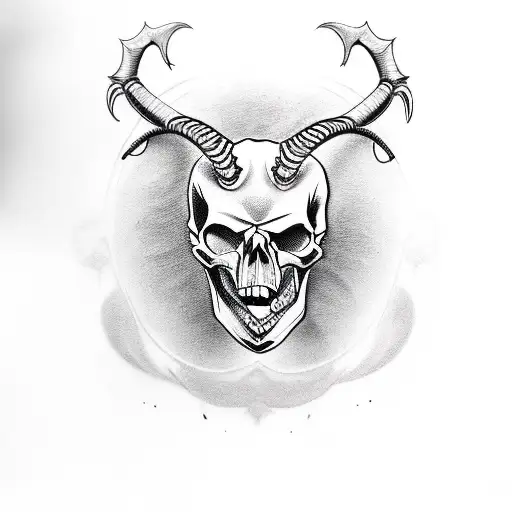 Skull goat tattoo design idea