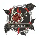 Roman date with red accent tattoo design idea