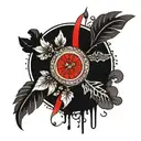 Roman date with red accent tattoo design idea