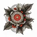 Roman date with red accent tattoo design idea