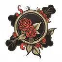 Roman date with red accent tattoo design idea