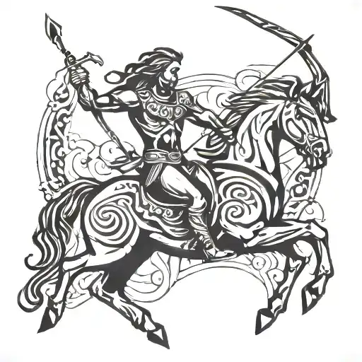 Tribal centaur archer coming tattoo design idea