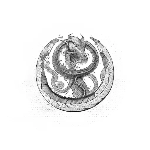 circular ouroborus  tattoo design idea