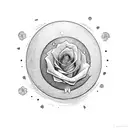 moon with a rose  tattoo design idea