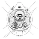 astronaut with bird representing perseverance  tattoo design idea
