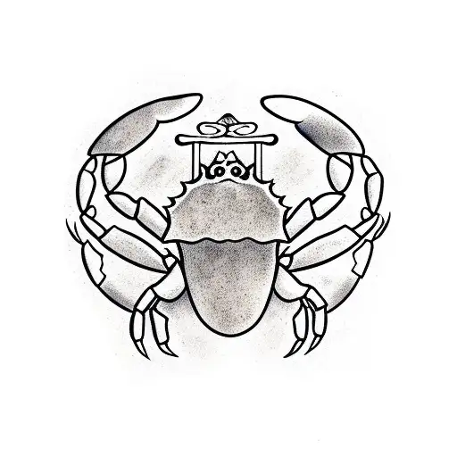 Crab holding katana tattoo design idea