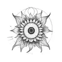 A sunflower with delicate moon phases incorporated into its petals, symbolizing the everlasting bond between sisters tattoo design idea