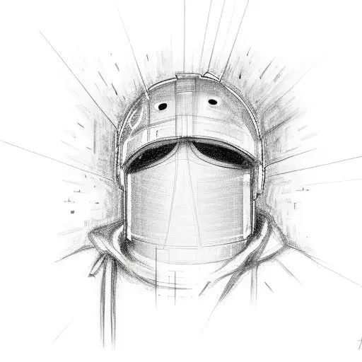 Faceless android, walking at new york street, holding a scalpel, 77st with Lexington, at night, raining, with an ambulan tattoo design idea