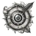 realistic eye, compass rose tattoo tattoo design idea