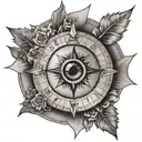 realistic eye, compass rose tattoo tattoo design idea